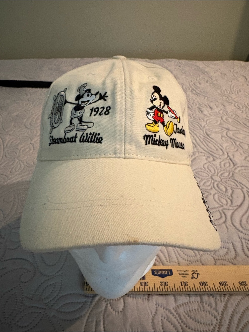Vintage Disney Parks Mickey Mouse History Beige Colorful Embroidered Cap